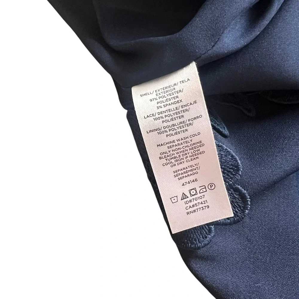 Ann Taylor Factory Navy Blue Floral‎ Eyelet Hem Sleeveless Sheath Dress 12